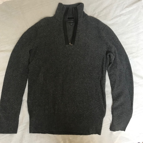 Banana Republic NWOT wool/leather sweater men’s L - Picture 5 of 8